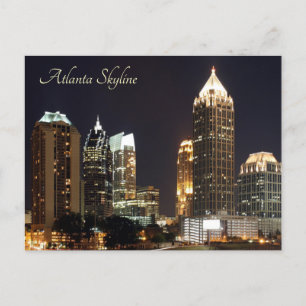 Atlanta Skyline bij nacht Briefkaart
