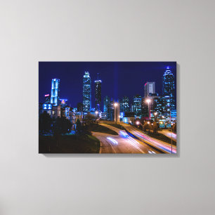 Atlanta Skyline bij nacht Canvas Print