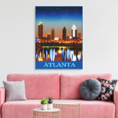 Atlanta Skyline bij nacht met Reflecties Canvas Afdruk (Insitu (Woonkamer))