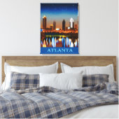 Atlanta Skyline bij nacht met Reflecties Canvas Afdruk (Insitu (Slaapkamer))