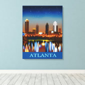 Atlanta Skyline bij nacht met Reflecties Canvas Afdruk (Insitu (Houten vloer))