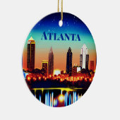 Atlanta Skyline bij nacht met Reflecties Keramisch Ornament (Rechts)