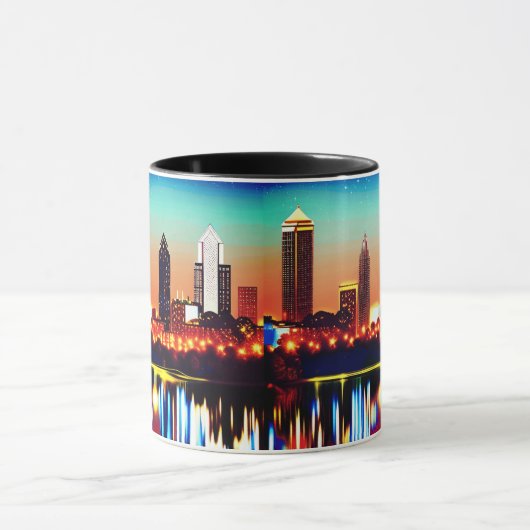 Atlanta Skyline bij nacht met Reflecties Mok (Midden)