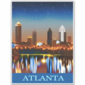 Atlanta Skyline bij nacht met Reflecties Sticker (Voorkant)