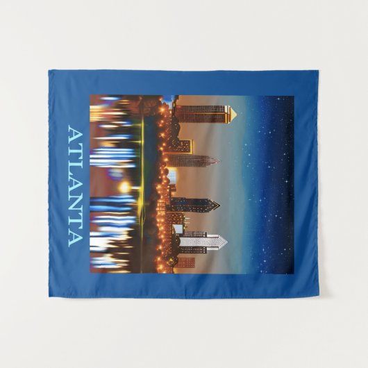 Atlanta Skyline bij nacht met Reflecties Wandkleed (Voorkant (horizontaal))