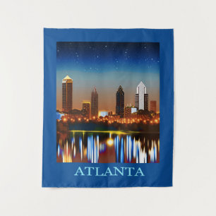 Atlanta Skyline bij nacht met Reflecties Wandkleed