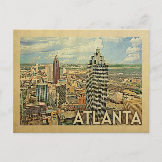 Atlanta Skyline Briefkaart Atlanta Vintage Travel (Voorkant)
