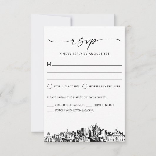 Atlanta Skyline bruiloft RSVP Response Kaart (Voorkant)