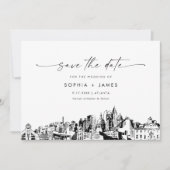 Atlanta Skyline Bruiloft Save the Date Kaart (Voorkant)