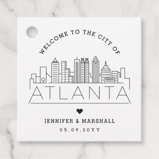 Atlanta Skyline | Bruiloft Welkom Favor Bedankjes Labels (Voorkant)