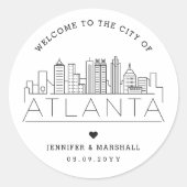 Atlanta Skyline | Bruiloft Welkom Favor Ronde Sticker (Voorkant)