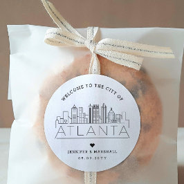 Atlanta Skyline | Bruiloft Welkom Favor Ronde Sticker