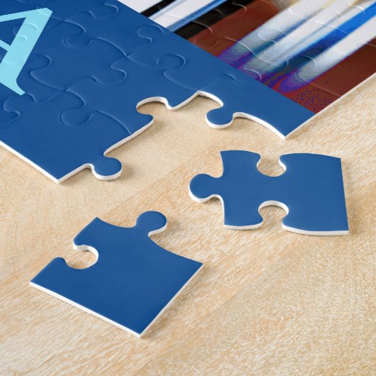 Atlanta Skyline by Night with Reflections Jigzaag Legpuzzel (Zijkant)