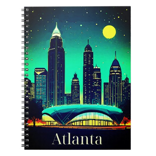 Atlanta Skyline onder een Sterrennacht Sky Notitieboek (Voorkant)