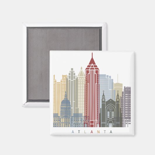 Atlanta skyline poster magneet (Voorkant / Achterkant)