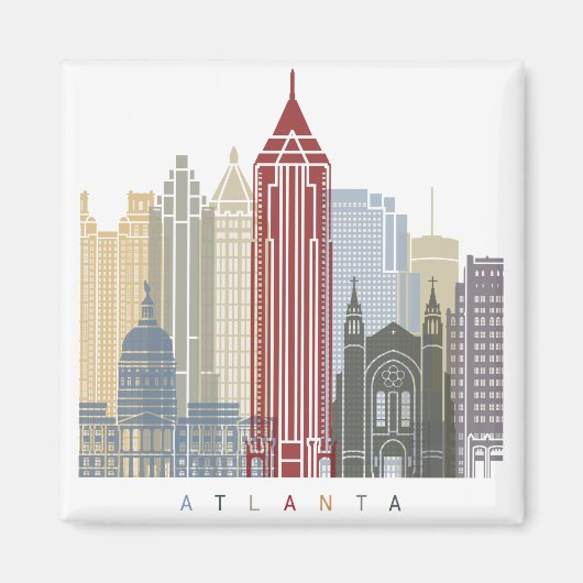 Atlanta skyline poster magneet (Voorkant)