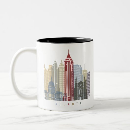 Atlanta skyline poster tweekleurige koffiemok (Links)