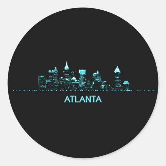 Atlanta Skyline Ronde Sticker (Voorkant)