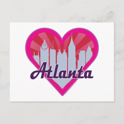 Atlanta Skyline Sunburst Heart Briefkaart (Voorkant)