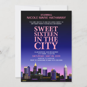 Atlanta Skyline Sweet Sixteen Movie Party Kaart