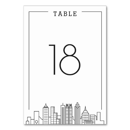 Atlanta Skyline Wedding | Tabelnummer Kaart (Achterkant)