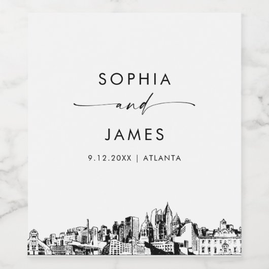 Atlanta Skyline Wijn Etiket (Enkel label)