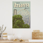 Atlanta Skyview Ferris Wheel Vintage Travel Poster (Keuken)