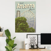 Atlanta Skyview Ferris Wheel Vintage Travel Poster (Thuiskantoor)