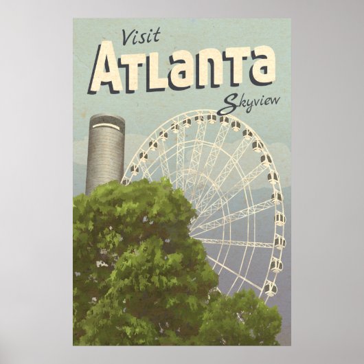 Atlanta Skyview Ferris Wheel Vintage Travel Poster (Voorkant)