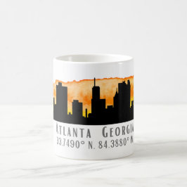Atlanta Stadssilhouet Kaart Coördinaten Koffiemok