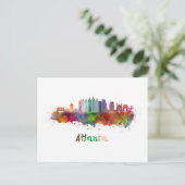 Atlanta V2 skyline in waterverf Briefkaart (Staand voorkant)