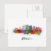 Atlanta V2 skyline in waterverf Briefkaart (Voorkant / Achterkant)