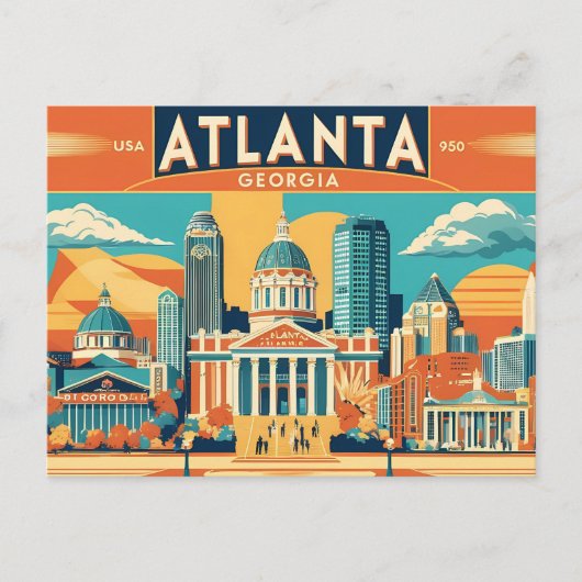 Atlanta vibes een retro eerbetoon aan het hart van briefkaart (Voorkant)