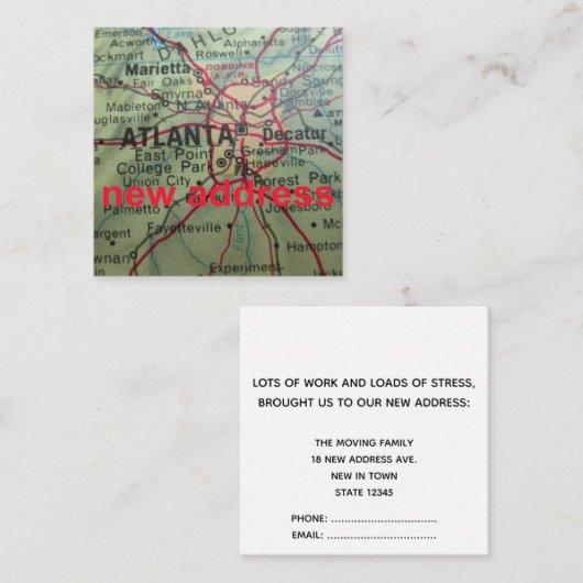 atlanta We hebben nieuwe adres Kaart verplaatst (Voorkant / Achterkant)