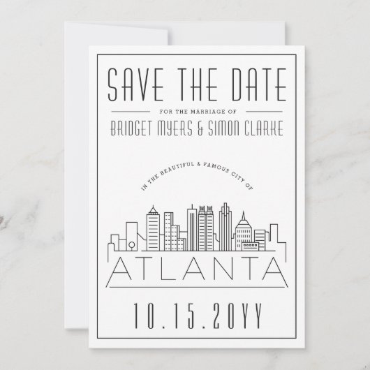 Atlanta Wedding | De gestileerde Veldlijn sparen d Kaart (Voorkant)