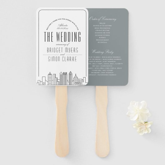 Atlanta Wedding | Weddenschap-programma Hand Fan Handwaaier (Voorkant en achterkant)