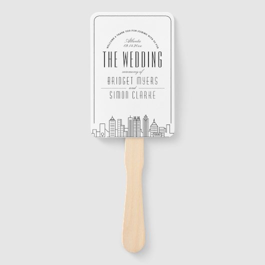 Atlanta Wedding | Weddenschap-programma Hand Fan Handwaaier (Voorkant)