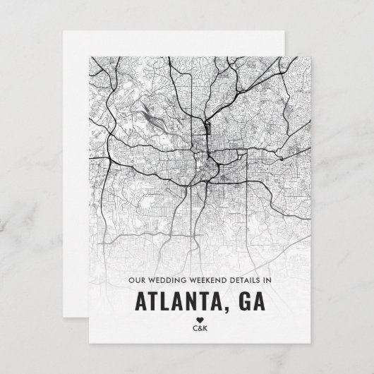 Atlanta Wedding Weekend Details Enclosure Kaart (Voorkant / Achterkant)
