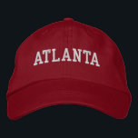 Atlanta Wit en Rood Geborduurde Pet<br><div class="desc">Atlanta geborduurd wit op rood katoenen pet. Maakt een prachtig cadeau voor iedereen die van Atlanta GA houdt! Als u liever uw persoonlijke tekst hebt, selecteert u de knop "Deze sjabloon personaliseren" om de gewenste aangepaste tekst in te voeren. Borduurwerk is ook aanpasbaar aan andere kleurkeuzes door de knop "Ontwerp...</div>