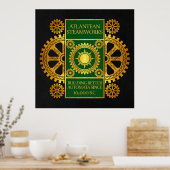 Atlantean Steamworks - Gold en groen op zwart Poster (Keuken)