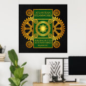 Atlantean Steamworks - Gold en groen op zwart Poster (Thuiskantoor)