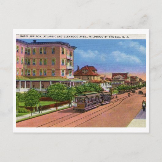 Atlantic Ave., Wildwood door het Zee NJ Vintage Briefkaart (Voorkant)