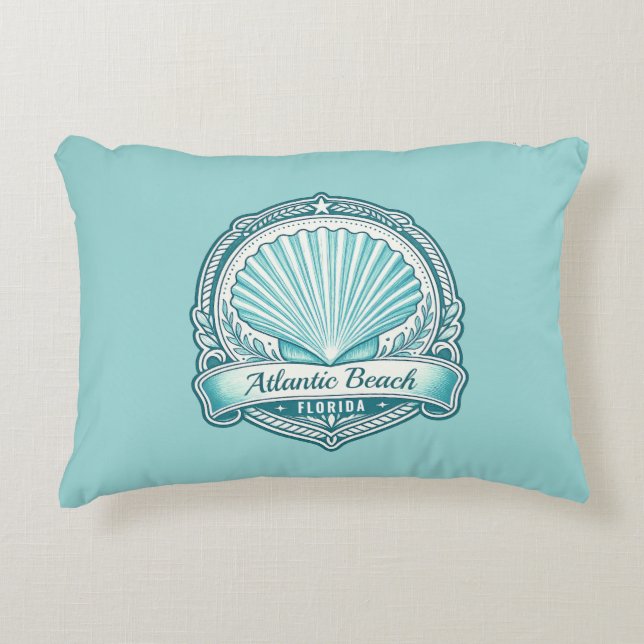 Atlantic Beach FL Kustschelp Embleem Accent Kussen (Voorkant)