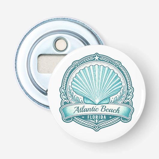 Atlantic Beach FL Kustschelp Embleem Button Flesopener (Voorkant)