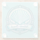 Atlantic Beach FL Kustschelp Embleem Glazen Onderzetter (Achterkant)