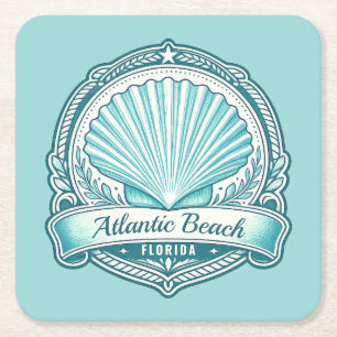 Atlantic Beach FL Kustschelp Embleem Kartonnen Onderzetters