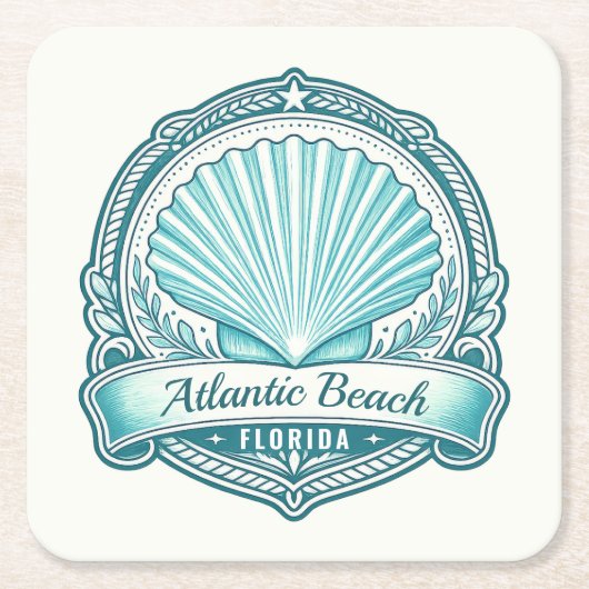 Atlantic Beach FL Kustschelp Embleem Kartonnen Onderzetters (Voorkant)