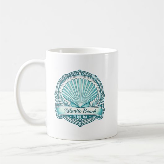 Atlantic Beach FL Kustschelp Embleem Koffiemok (Links)