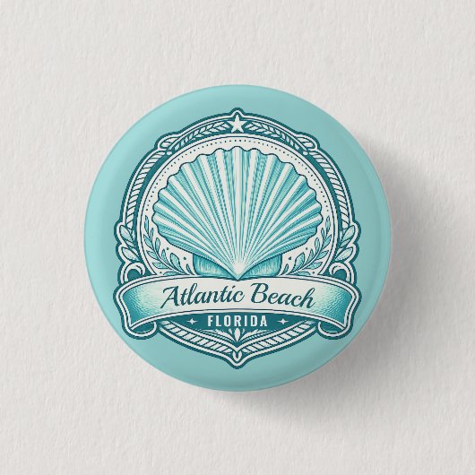 Atlantic Beach FL Kustschelp Embleem Ronde Button 3,2 Cm (Voorkant)