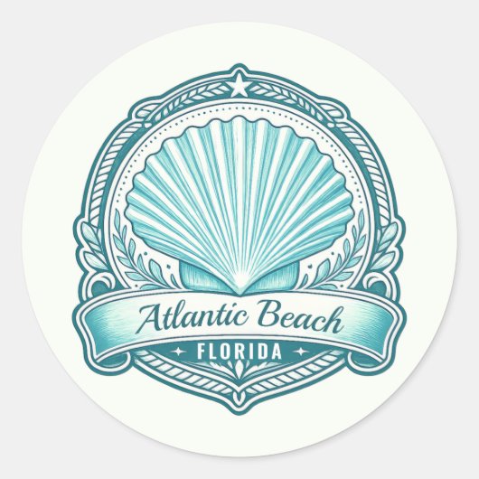 Atlantic Beach FL Kustschelp Embleem Ronde Sticker (Voorkant)